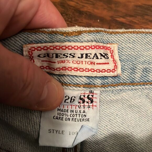 Vintage Guess Blue Distressed Denim Shorts Retro Casual Triangle Guess Pocket - Picture 13 of 13